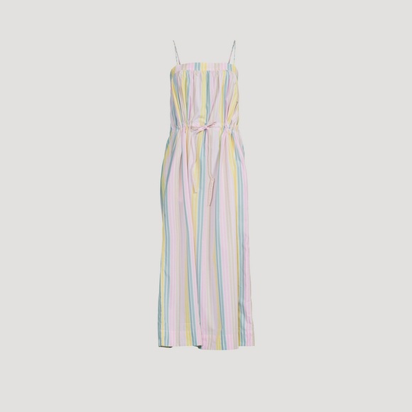 GANNI Cotton Midi Dress In Striped Print size US 8 - Picture 3 of 16
